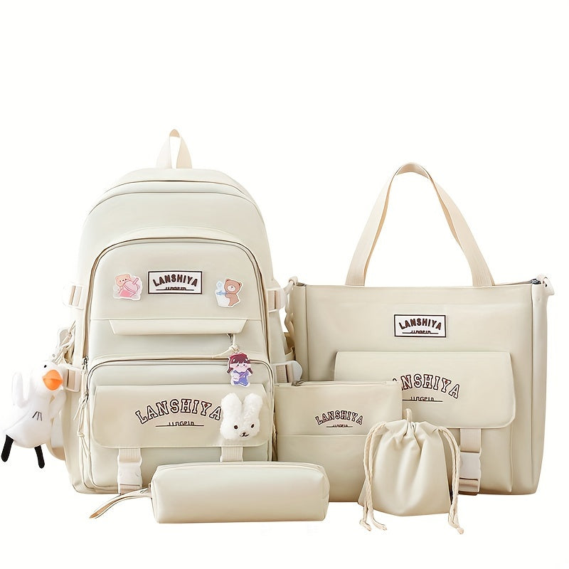 Backpack for Women – 5 Piece, Lightweight, Large Capacity, for School – detail view 2