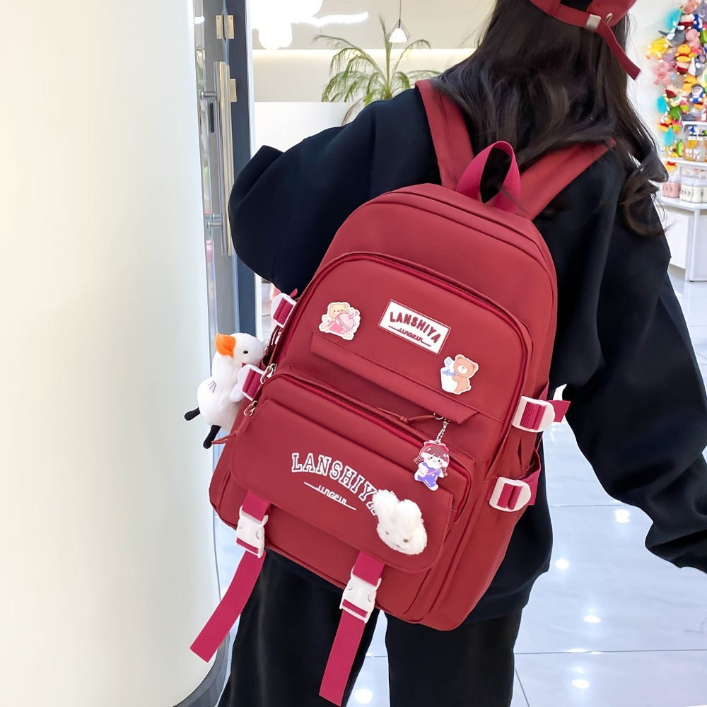 Backpack for Women – 5 Piece, Lightweight, Large Capacity, for School – detail view 5