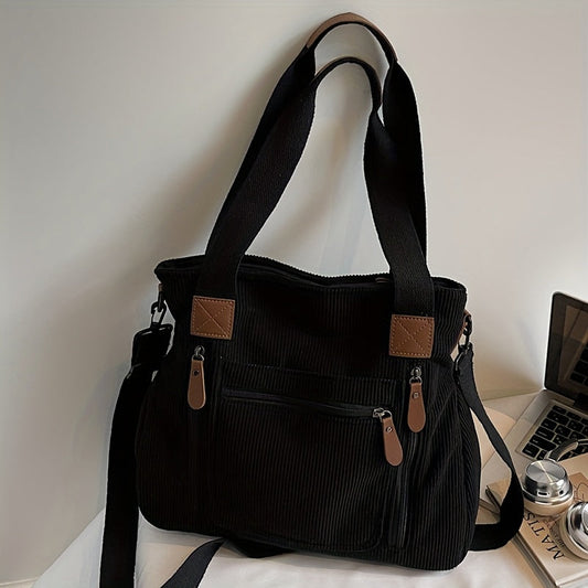 Backpack for Women – Corduroy, Large Capacity, Multi-Pocket, Adjustable Strap – detail view 25