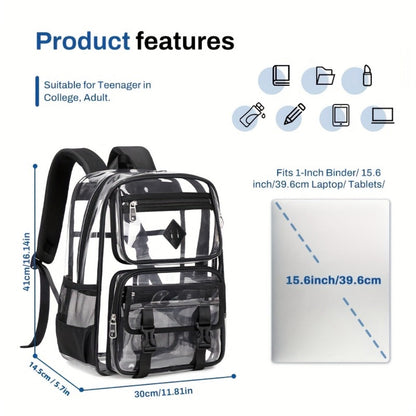 Backpack for Women – PVC, Clear, Transparent, Large Capacity – detail view 6