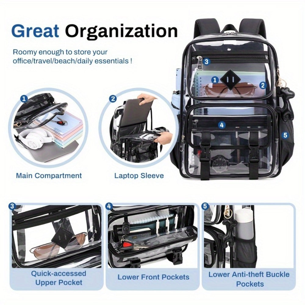 Backpack for Women – PVC, Clear, Transparent, Large Capacity – detail view 8