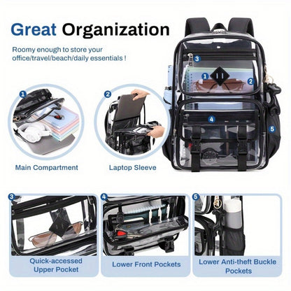 Backpack for Women – PVC, Clear, Transparent, Large Capacity – detail view 8