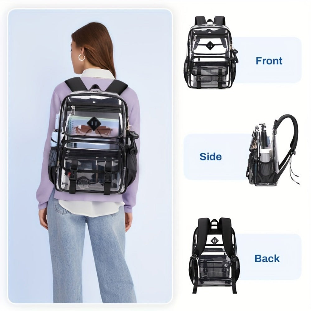Backpack for Women – PVC, Clear, Transparent, Large Capacity – front view
