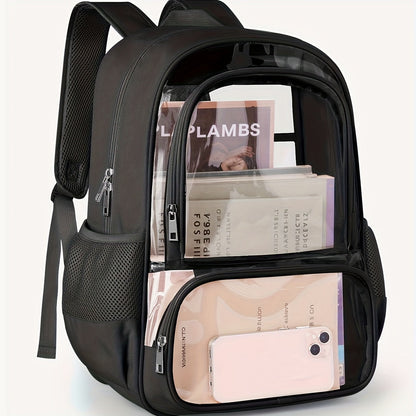 Backpack for Women – PVC, Clear, Transparent, for Travel & School – front view - product view 9
