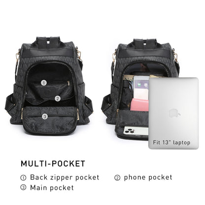 Backpack for Women – Vegan Leather, Anti-Theft, Convertible, Multi-Pocket – detail view 33