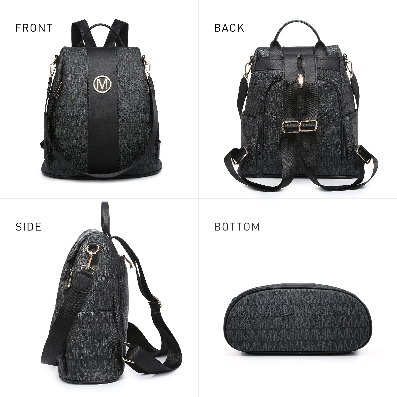 Backpack for Women – Vegan Leather, Anti-Theft, Convertible, Multi-Pocket – detail view 34