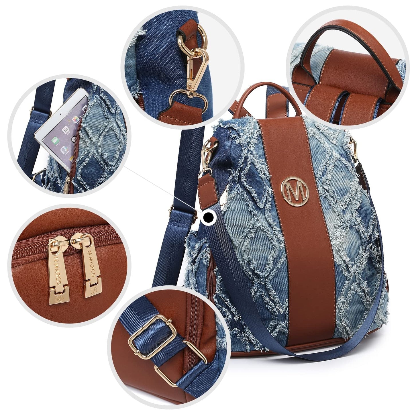Backpack for Women – Vegan Leather, Anti-Theft, Convertible, Multi-Pocket – detail view 3