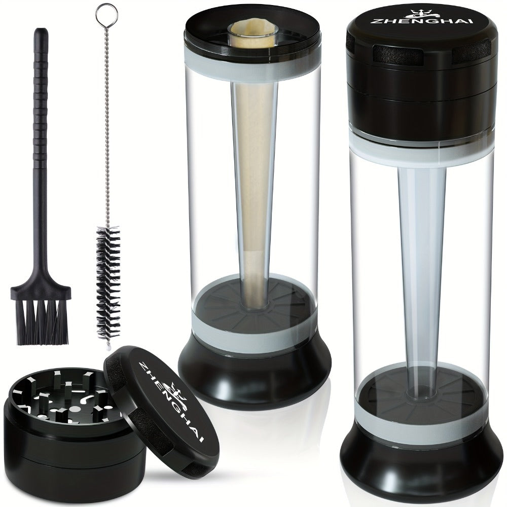 3-in-1 Zinc Alloy Spice Grinder Pre-Rolled Cone Loader 6-Hole Storage Rolling Machine for Entryways, Bedrooms and Living Spaces