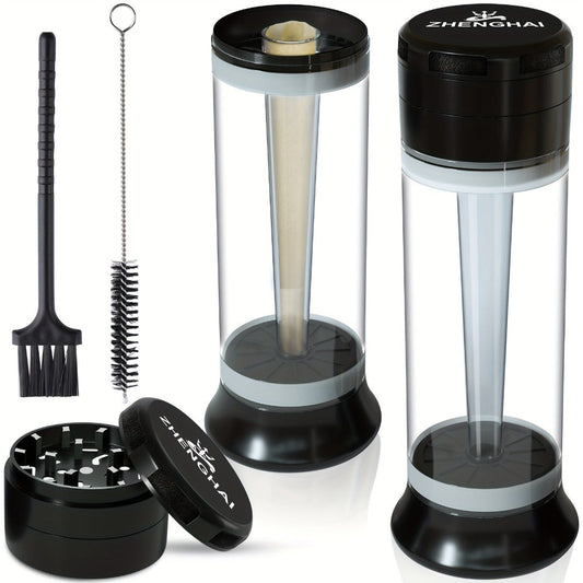 3-in-1 Zinc Alloy Spice Grinder Pre-Rolled Cone Loader 6-Hole Storage Rolling Machine for Entryways, Bedrooms and Living Spaces