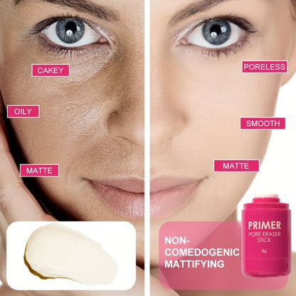 Pore Minimizer Face Primer Stick 2pcs Oil Control Matte Finish Makeup Base, for Makeup, Travel and Everyday Vanity Use