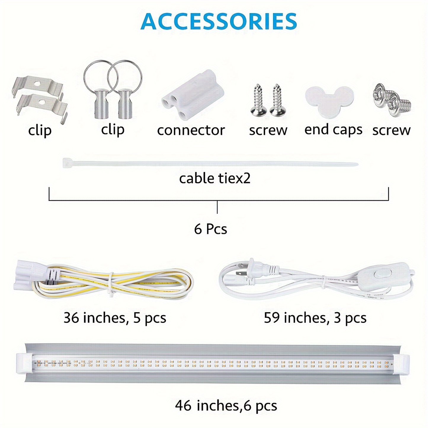 T8 Grow Light Strips 4ft 6-Pack Full Spectrum 270W, Pink White Spectrum LED 1620W Equivalent