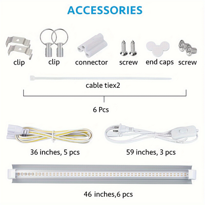 T8 Grow Light Strips 4ft 6-Pack Full Spectrum 270W, Pink White Spectrum LED 1620W Equivalent