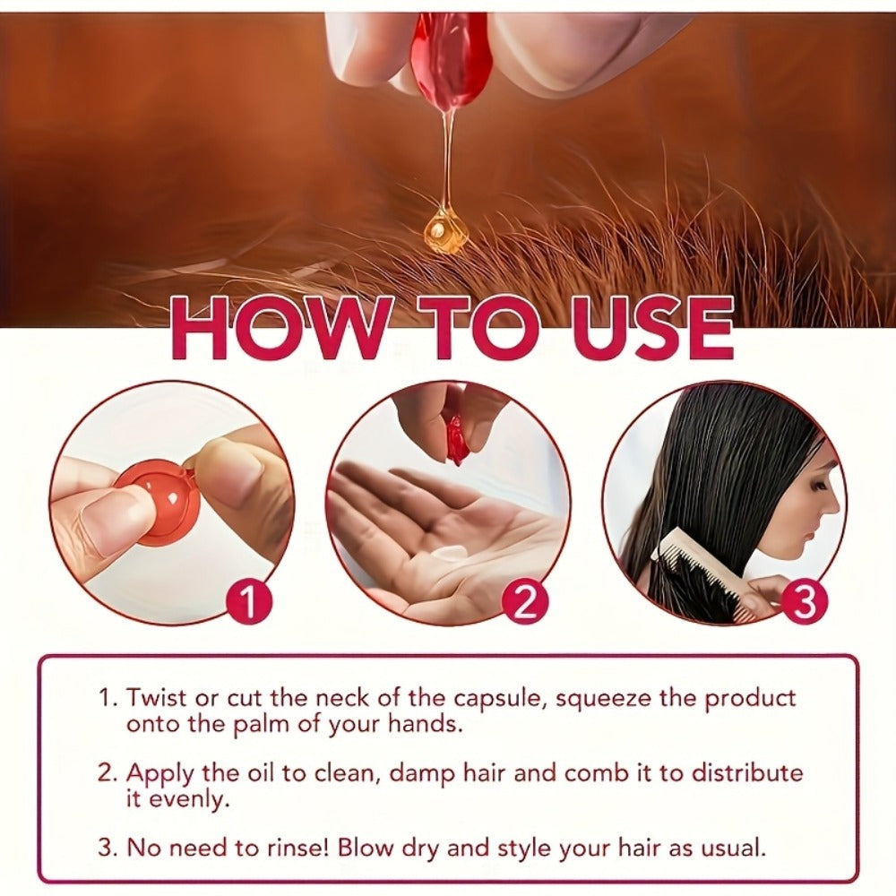 Argan Oil Hair Growth Vitamin Capsules with Keratin & Vitamins A C E B, Anti-Frizz Nourishing Hair Essence for Dry