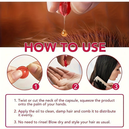 Argan Oil Hair Growth Vitamin Capsules with Keratin & Vitamins A C E B, Anti-Frizz Nourishing Hair Essence for Dry