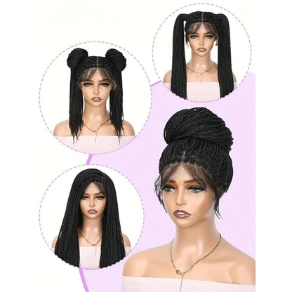 Thirty-Inch Box-Braid Wig with 360 Lace Cap and Four Black, Blonde, Burgundy or Auburn Options