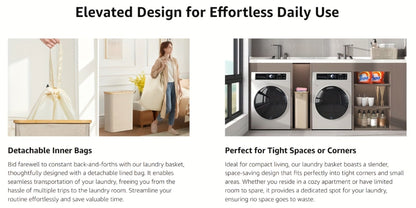 Slim Lidded Laundry Hamper with Removable Bag in Six Colors and 50L, 65L or 75L Options Pictured