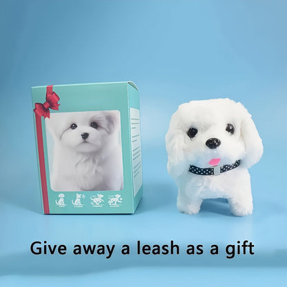 Walking Barking Robot Dog Toy for Adults Teens, Plush Biomimetic Puppy with Expressive Eyes, One-Button Control