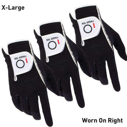 Wet Weather Golf Gloves Rain Grip 3-Pack for Men | Breathable Water-Resistant Golf Gloves for Left & Right Hand