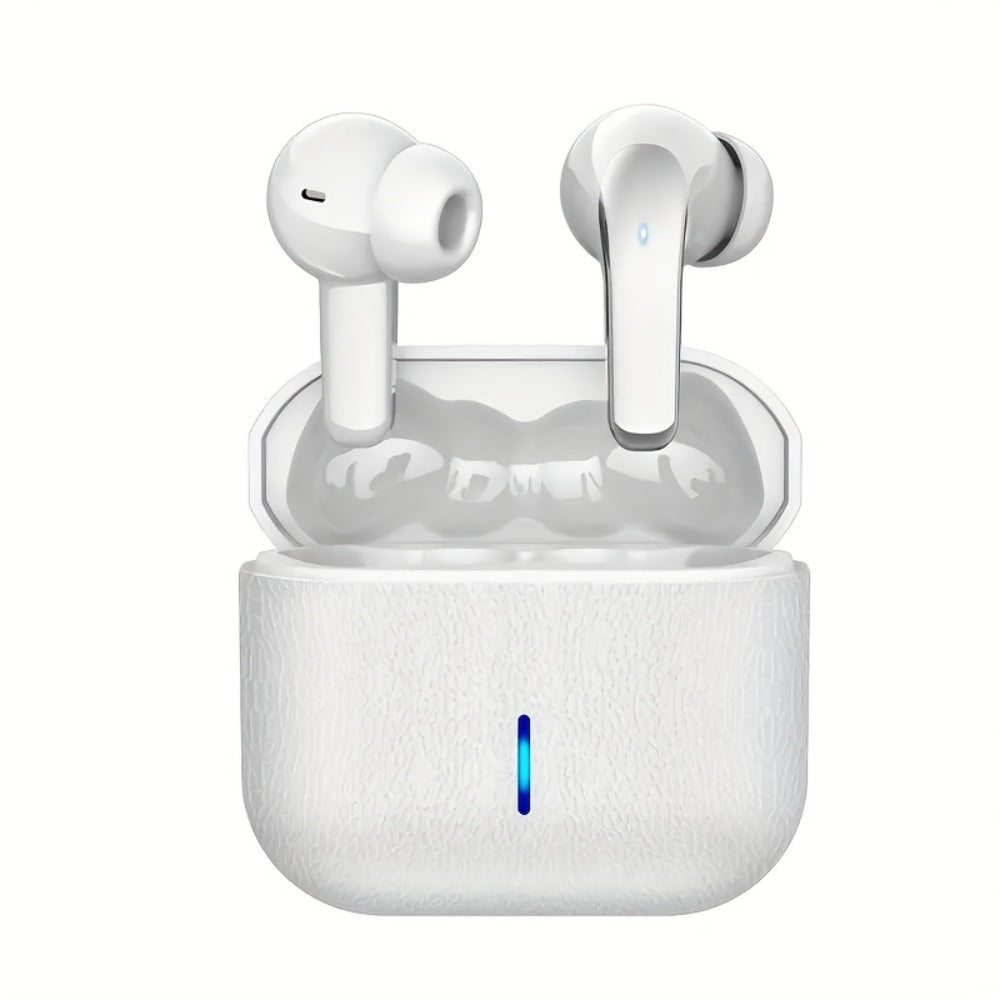 Bass Stereo Wireless Earphones Bluetooth 5.4, Playtime In-Ear Earbuds with Noise Cancelling Mic & LED Display