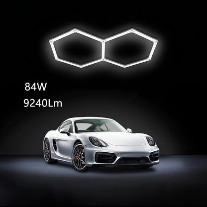 LED Hexagonal Garage Light 6500K, Super Bright Daylight White Shop Light 42W, 620W for Auto Detailing