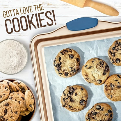 Nonstick Baking Sheet Set with Silicone Handles, Carbon Steel Cookie Sheet Pan Set in Assorted Sizes