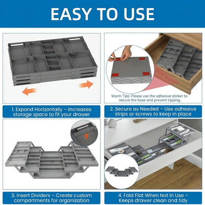 Two-Row Cantilever Drawer Organizer with Two- or Three-Layer Expandable Storage Configurations