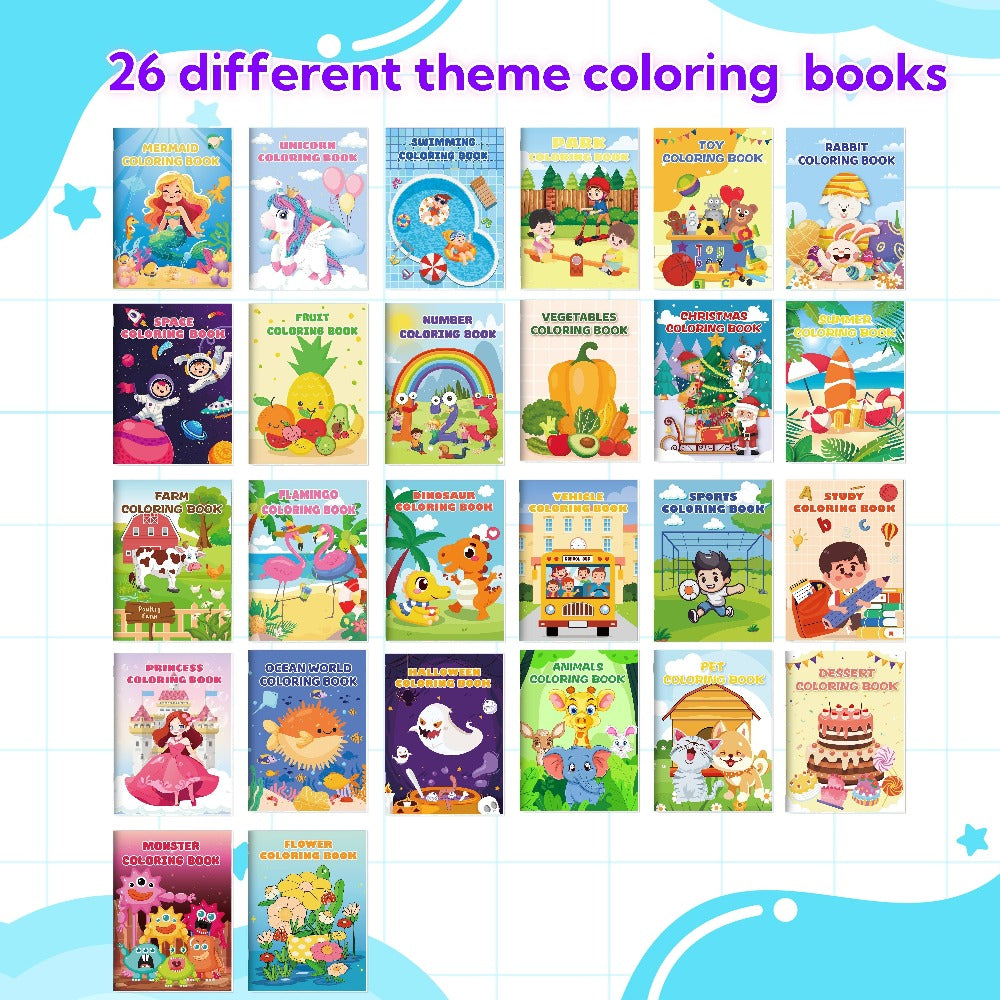 Bulk Coloring Books for Kids 26 Pack – Dinosaur Mermaid Animal Themes Party Favors Goodie Bag Stuffers for Birthday Classroom Halloween