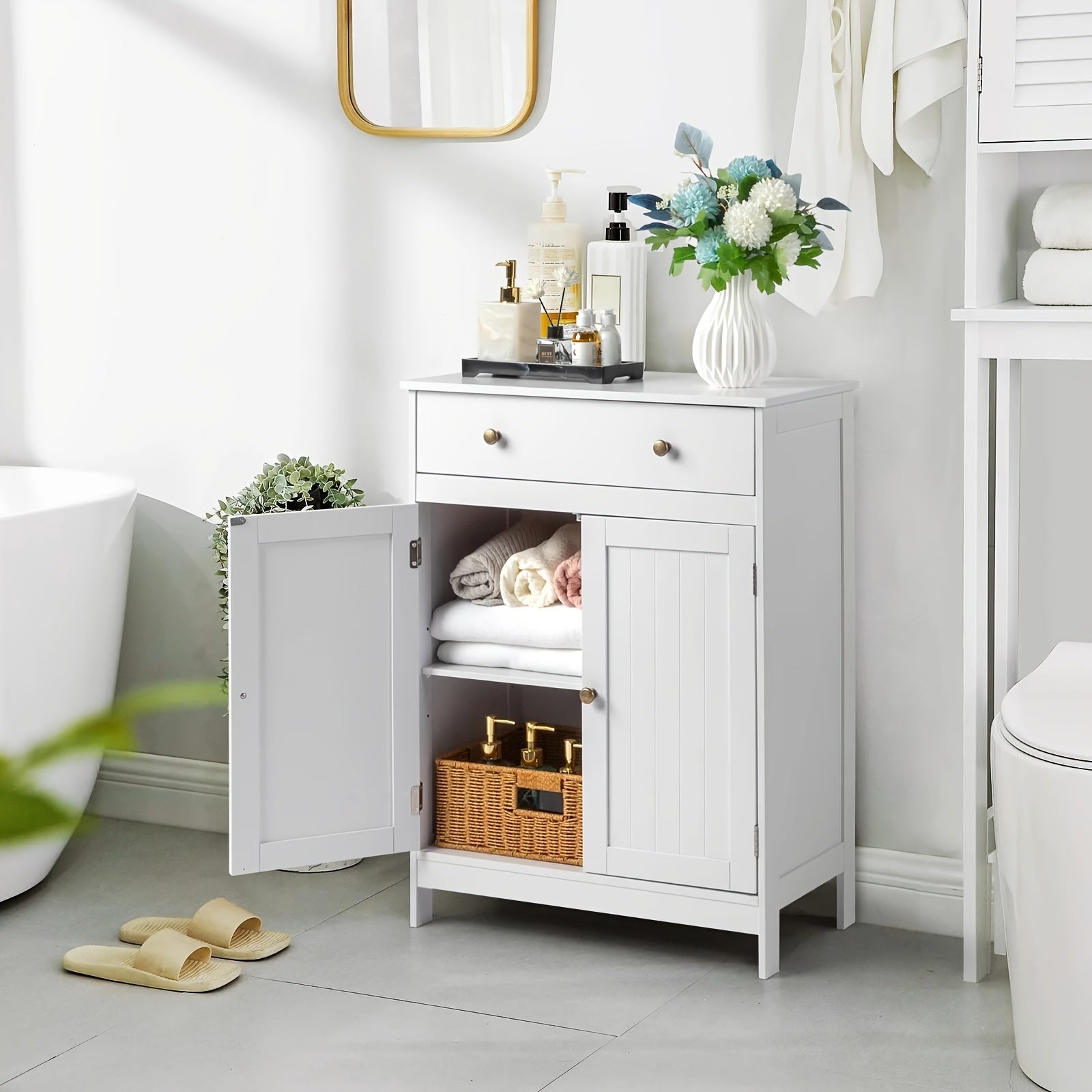 Bathroom Cabinet shown in the White option