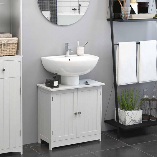 Bathroom Vanity Cabinet, Under Sink Bathroom Cabinet with 2 Doors and Shelf White shown in the main product view