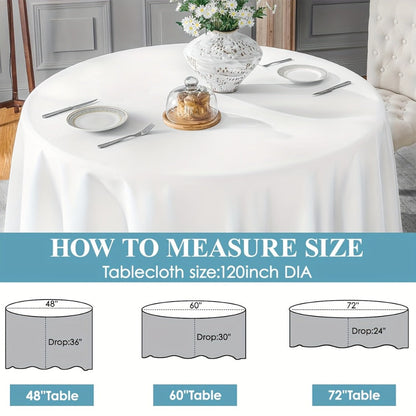 120 Inch Round Tablecloth Bulk Pack – Wrinkle-Free Table Cover for Wedding, Party, Christmas & Halloween, Black or White (6/12/18 Pack)