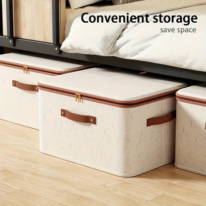 Two-Pack Foldable Fabric Storage Bins with Zipper Lids, Side Handles and Five Size Options