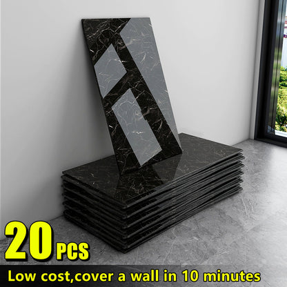 Marble Peel and Stick Wall Panels Self-Adhesive 3D Decorative Tiles – Glossy Marble Sheets, for Entryways, Bedrooms and Living Spaces