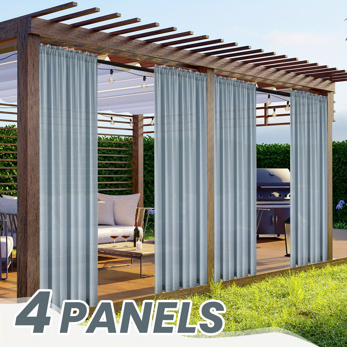 Four-Panel Rod-Pocket Window Curtain Set with Linen-Look Surface, 13 Colors and Seven Length Options