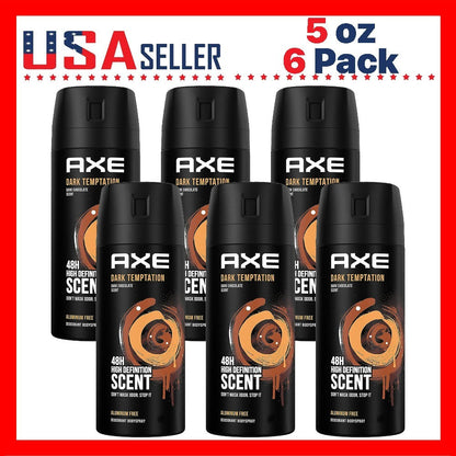 AXE Dark Temptation Body Spray, 150ml Aerosol Cans with Dark Chocolate Scent Label in Three- or Six-Pack Options