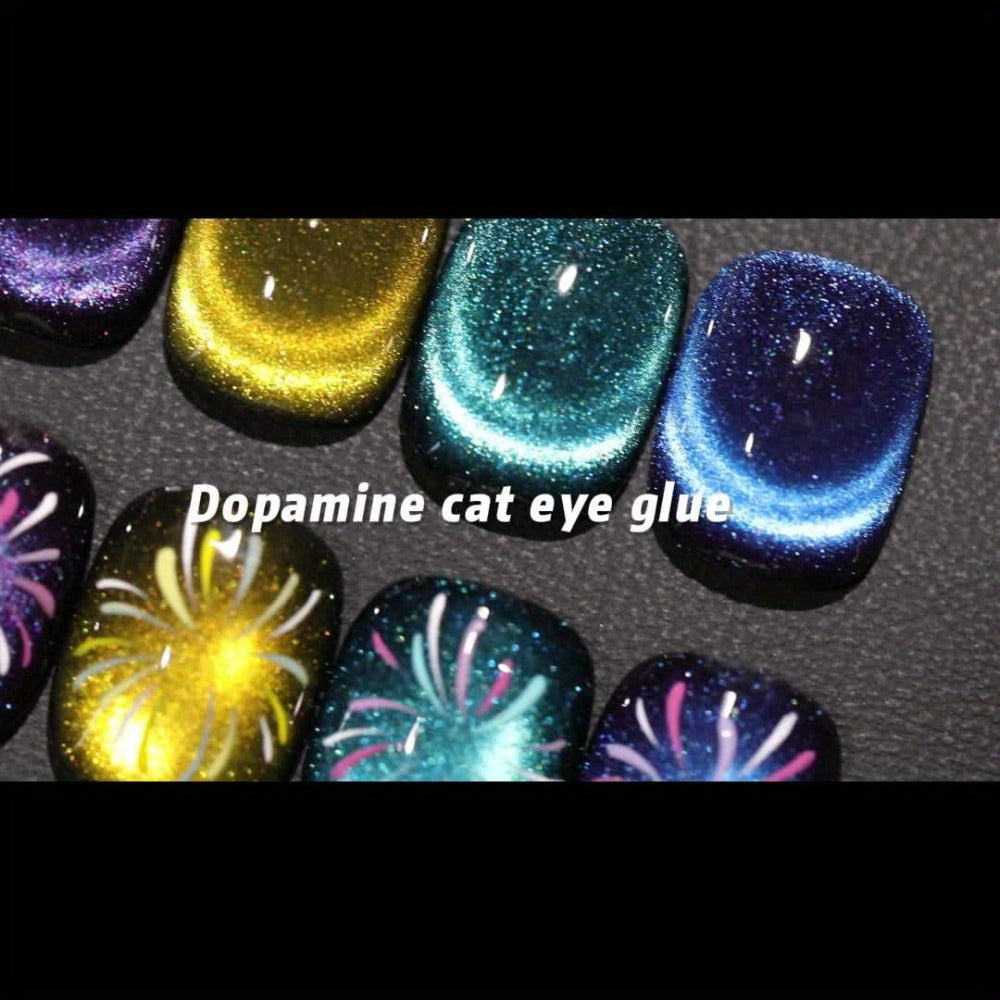 Dopamine Cat Eye Gel Polish Set with Six Magnetic Colors and Photo Frame Bottles for UV LED Nail Art