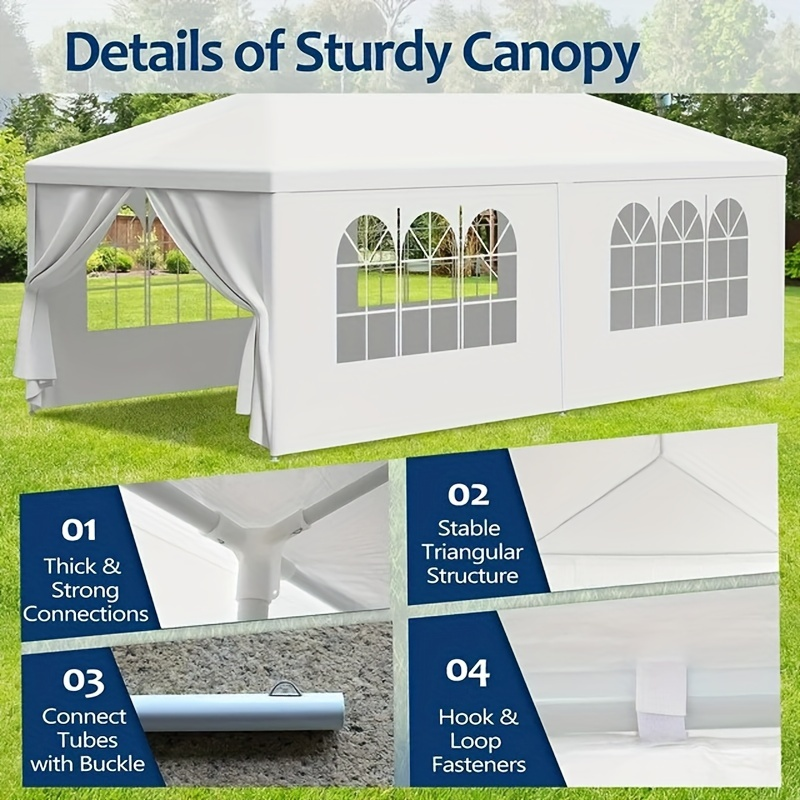 Party Tent 10x20 Outdoor Canopy Gazebo 6 Removable Sidewalls Wedding for Garden, Patio and Yard Use