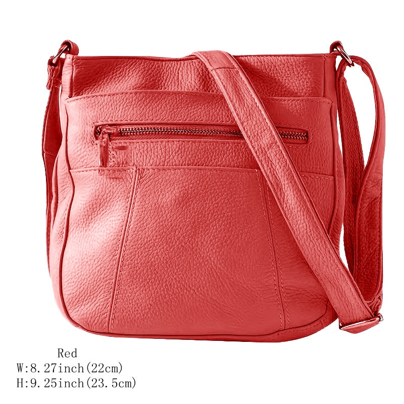 Genuine Leather Messenger Bag for Men Women Anti-Theft Zipper Multi-Pocket Shoulder Crossbody Bag Laptop Organizer Spacious Handbag Purse