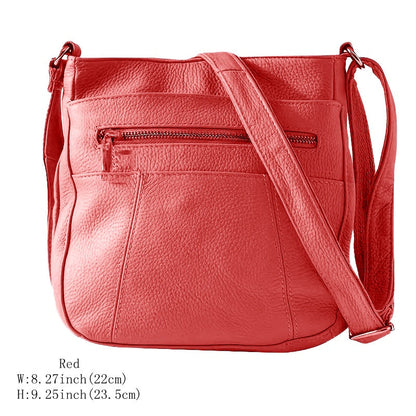 Genuine Leather Messenger Bag for Men Women Anti-Theft Zipper Multi-Pocket Shoulder Crossbody Bag Laptop Organizer Spacious Handbag Purse