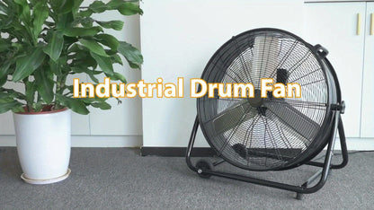 Industrial Drum Fan High Velocity Floor Fan 24 30 Inch, 3-Speed Metal Air Circulator 360 Tilt Casters ETL Listed