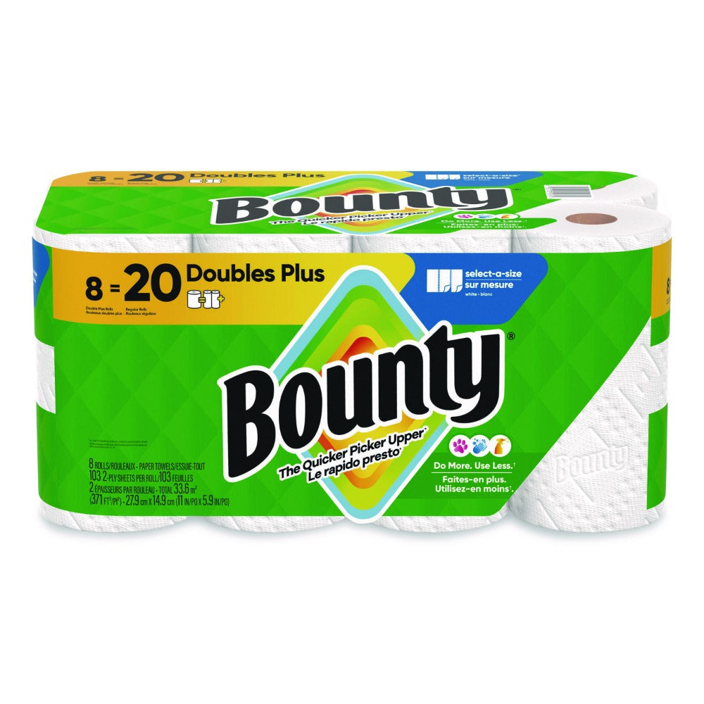 Paper Towels 8 Double Rolls, Bounty Select-A-Size Kitchen Paper Towel, 2-Ply 103 Sheets per Roll