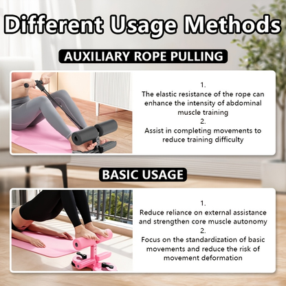 Portable Sit Up Bar with Resistance Bands – 3-Section Adjustable Ab Exercise Bar, Dual Suction Cup Floor Mount