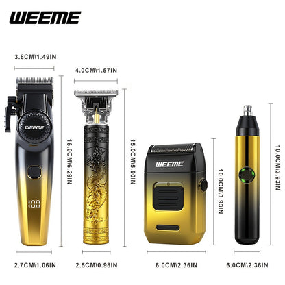 4-Piece Grooming Kit for Men USB Rechargeable Electric Shaver Beard Trimmer Nose Hair, for Everyday Face, Beard and Body Grooming