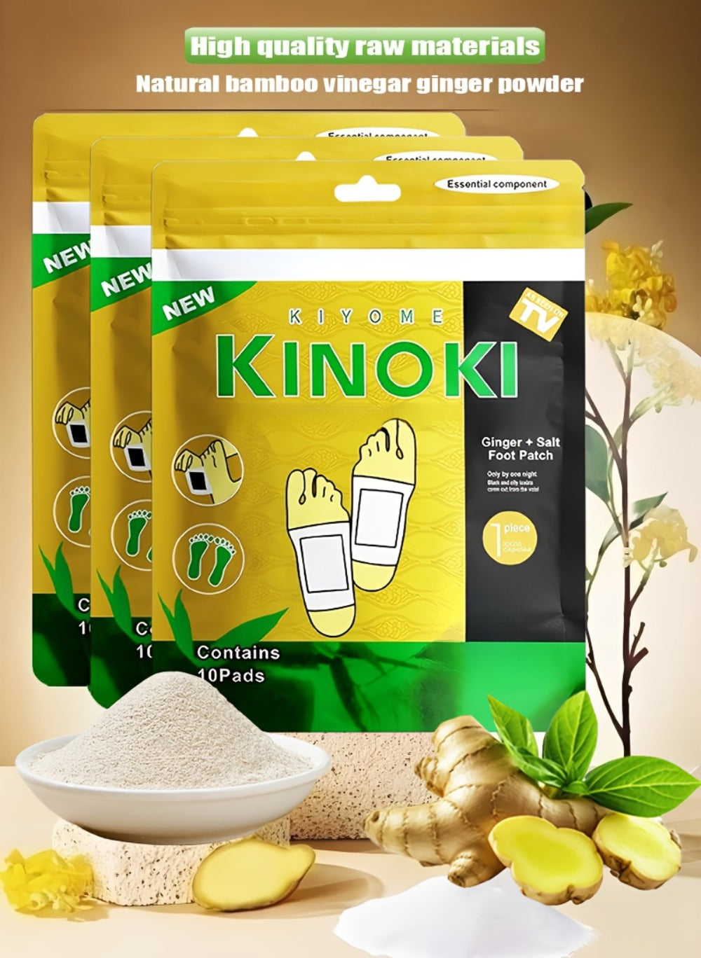 Detox Foot Patches with Bamboo Vinegar Ginger & Lavender – Natural Plant Formula Deep Cleansing Overnight Foot Pads
