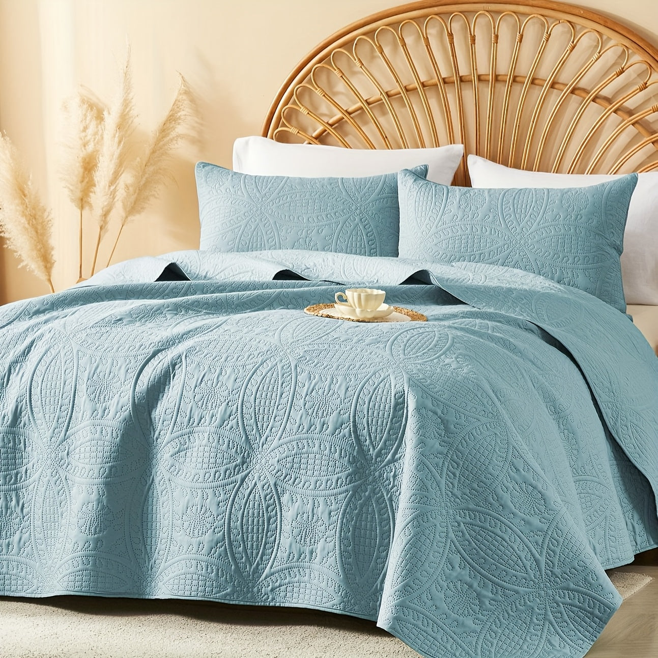 Quilt Set 2-3pcs – Lightweight Microfiber Bedspread Coin Pattern Coverlet All Seasons Twin Full Queen King Cal King
