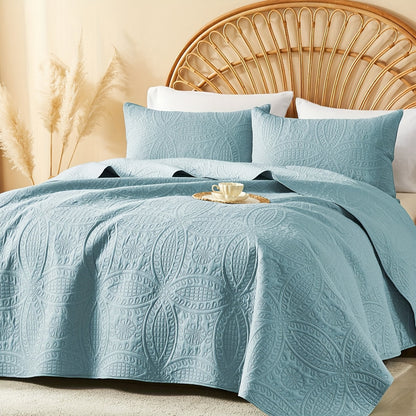 Quilt Set 2-3pcs – Lightweight Microfiber Bedspread Coin Pattern Coverlet All Seasons Twin Full Queen King Cal King