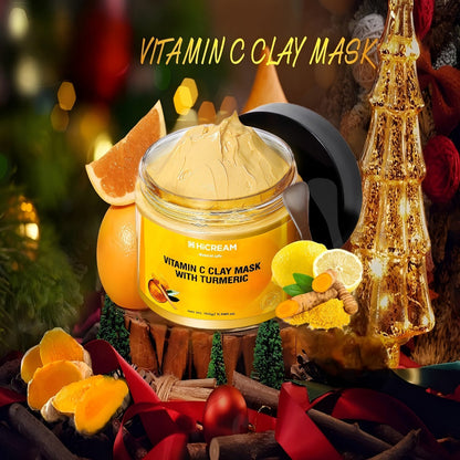 Vitamin C & Turmeric Clay Face Mask 5.29oz / 150g for Bath Time, Home Spa and Personal Care