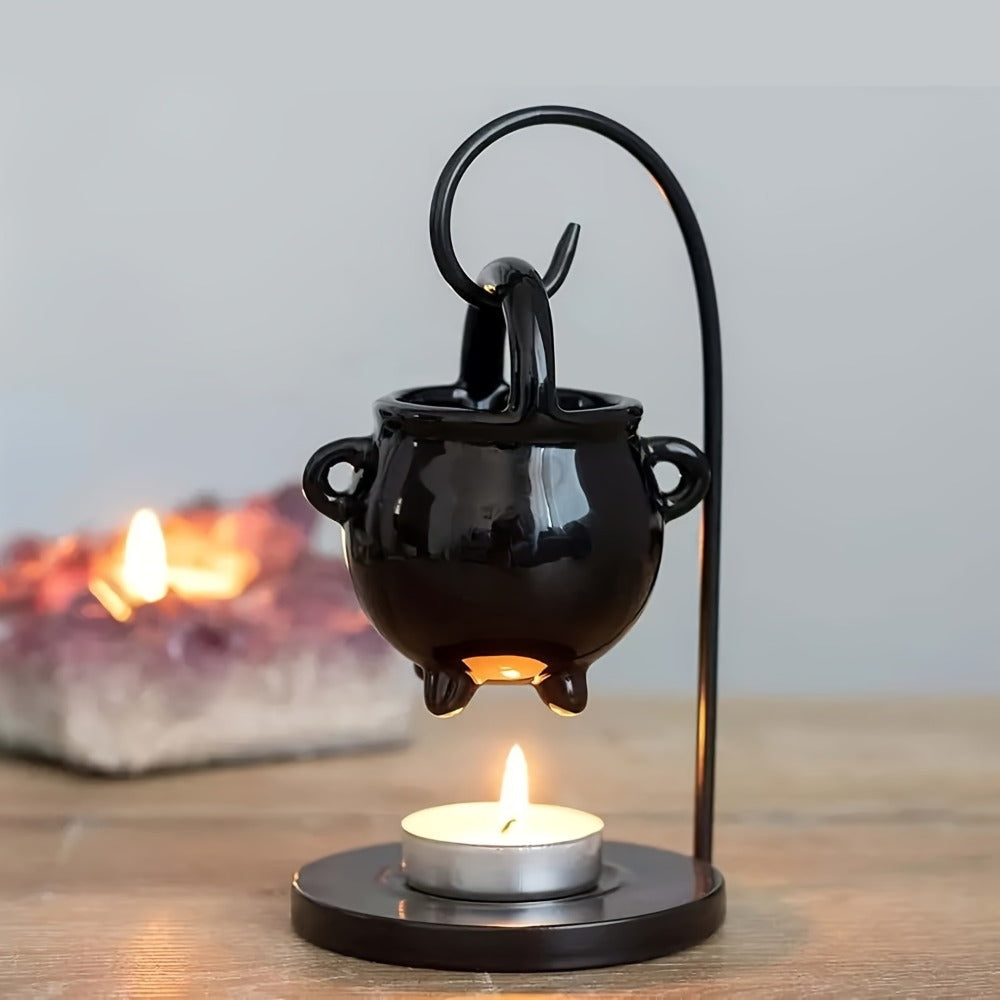 Ceramic Wax Melter Hanging Incense Holder Tealight Diffuser Black Witch Style Home Decor for Everyday Face, Beard and Body Grooming