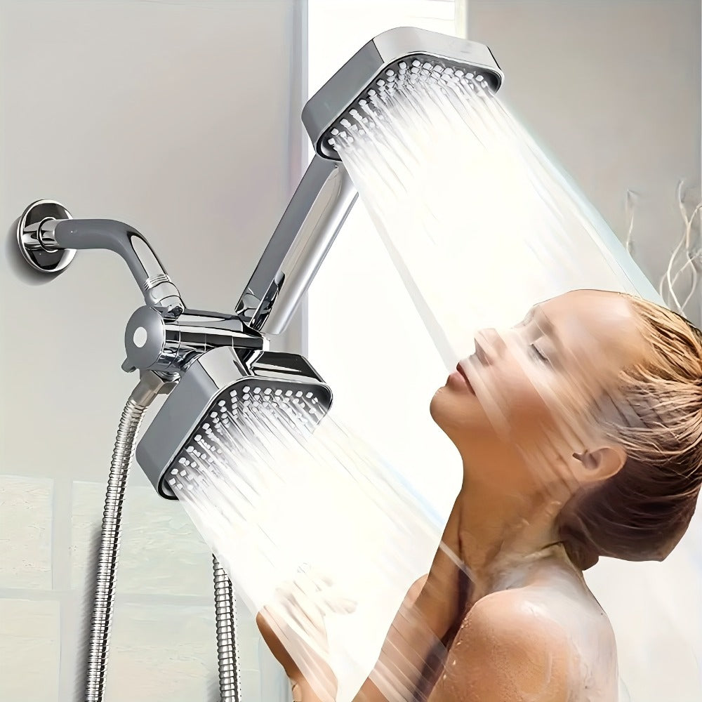 2-in-1 High Pressure Handheld Shower Head Set with Rain Showerhead, Long Hose T-Valve ABS Wall Mount Bathroom Upgrade