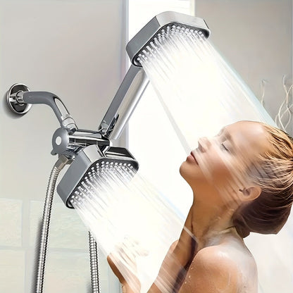 2-in-1 High Pressure Handheld Shower Head Set with Rain Showerhead, Long Hose T-Valve ABS Wall Mount Bathroom Upgrade