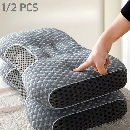 Cervical Neck Support Pillow Soft Knitted Ergonomic Orthopedic Contour Pillow for Deep Sleep – Non-Collapse High Pillow Core All Seasons